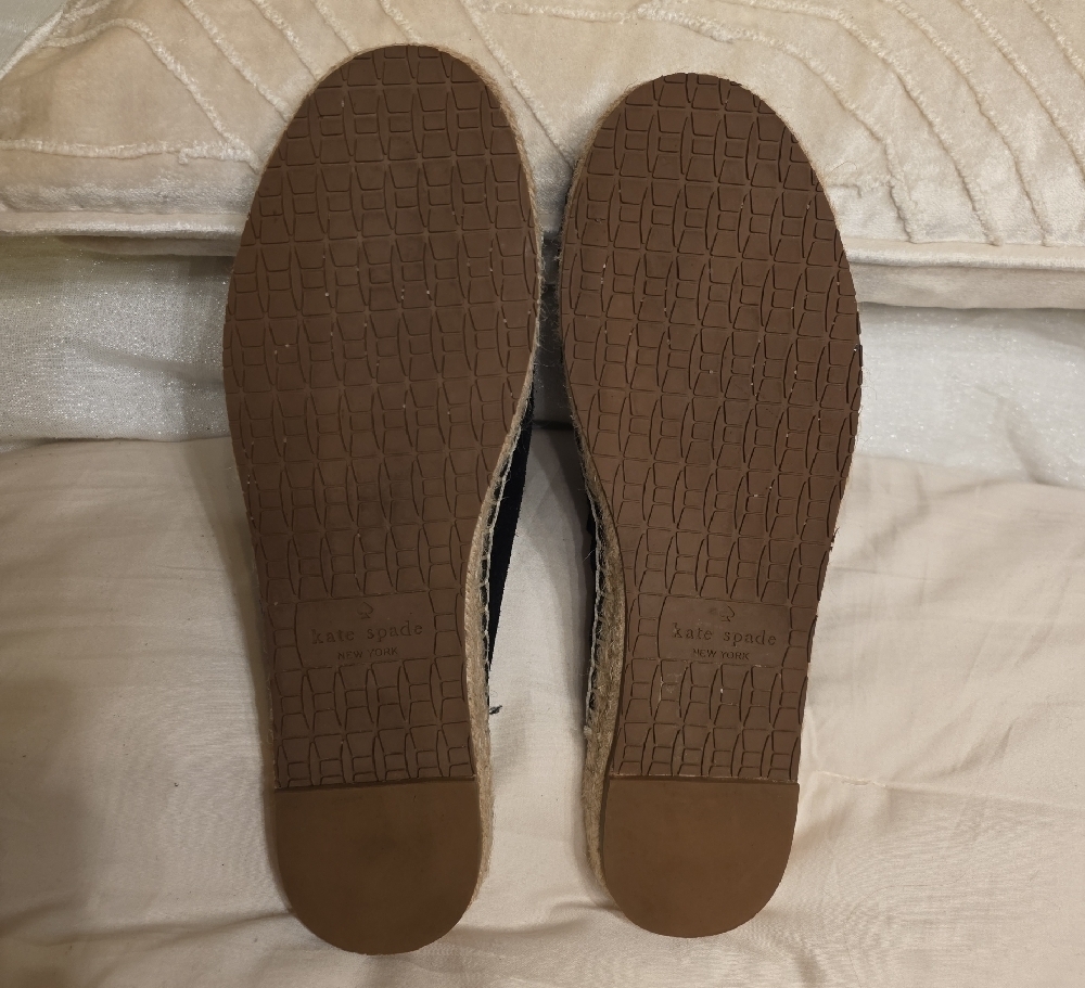 Kate Spade Black Suede Ruffle Espadrilles Size 8 - Picture 9 of 9